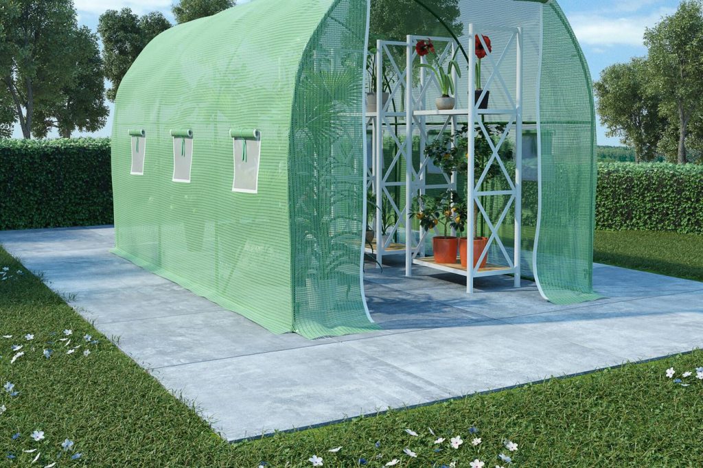 3D render of a walk-in tunnel greenhouse