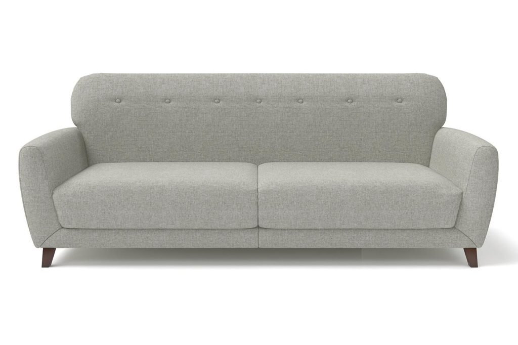 3D packshot of a grey three-seat sofa on a white background
